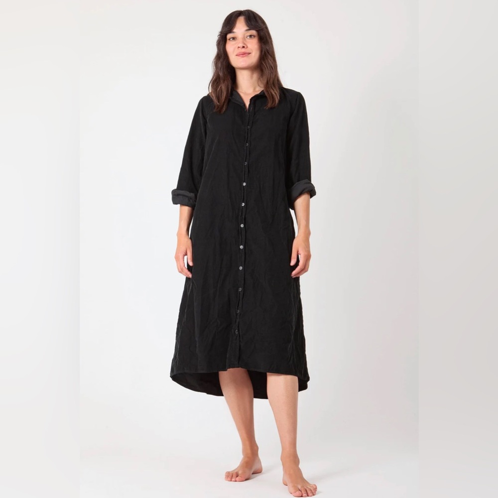 CP Shades Maxi Shirtdress NWT in Black Baby Corduroy XS